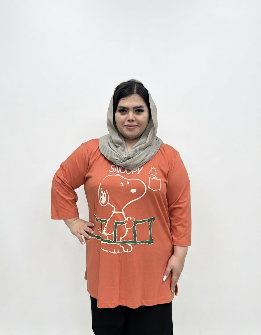 تونیک و تیشرت سایز بزرگ زنانه نخی طرح اسنوپی